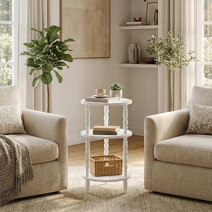 HOOBRO Round Side Table for Small Space, 3-Tier Small Round End Table - Image 4