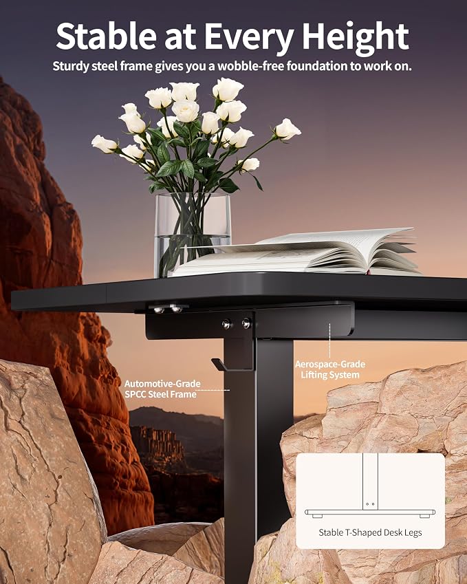 BIZUM Electric Standing Desk 60 x 24 Inch Computer Desk-Gaming Desk Black Home - Image 6