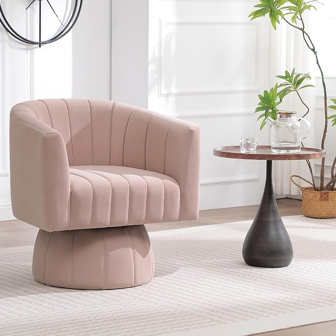 Swivel Accent Barrel Chair, Cute Comfy Small Round 360° Arm Chair. Velvet Sofa - Image 9