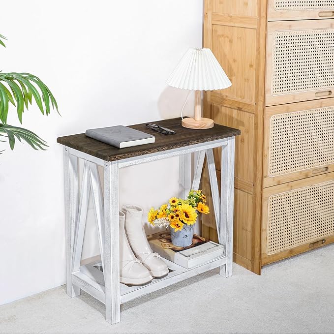 Farmhouse End Table Narrow Side Table Living Room Slim End Tables - Image 6