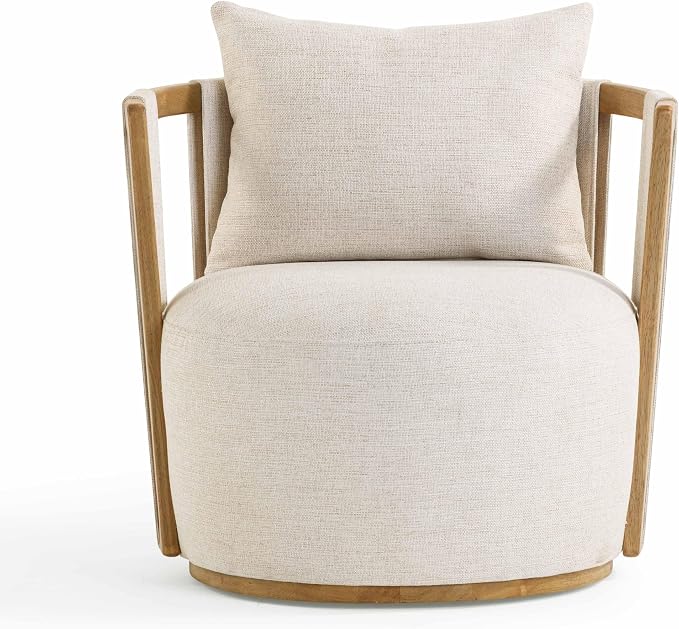 First of a Kind Swivel Chair in Cream Linen - Image 3