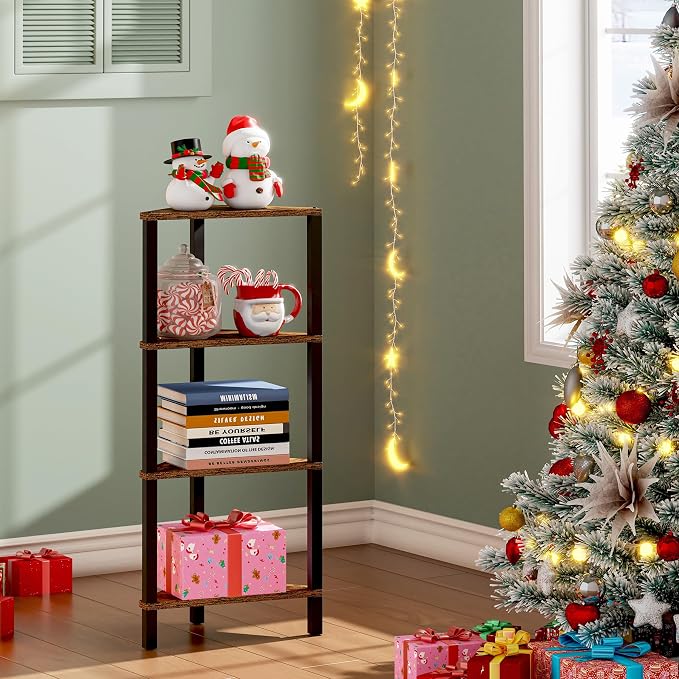 TUTOTAK Corner Shelf, 4-Tier Corner Bookshelf - Image 3