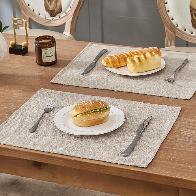 BALCONY & FALCON Placemats Set of 4 Faux Linen Cloth Place Mats Washable - Image 2