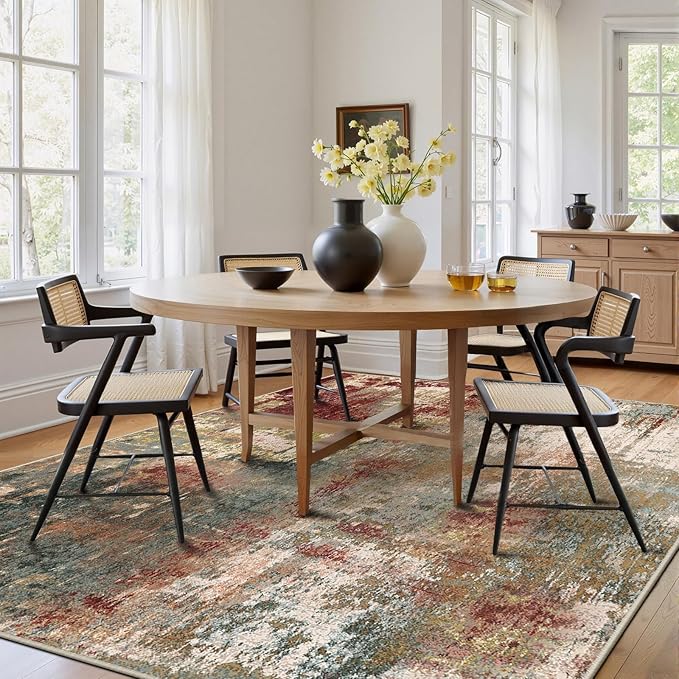 Washable Area Rugs Square 6ft Non-Slip Modern Abstract Soft - Image 8