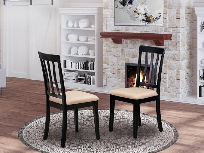 East West Furniture ANC-BLK-C Antique Dining Chairs - Image 2