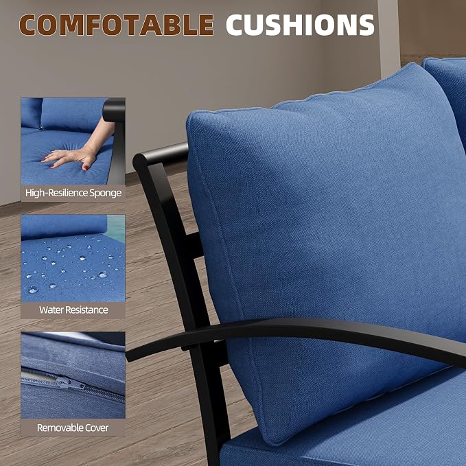 ALAULM 4 Piece Patio Furniture Set, Outdoor Metal Patio Furniture - Image 4