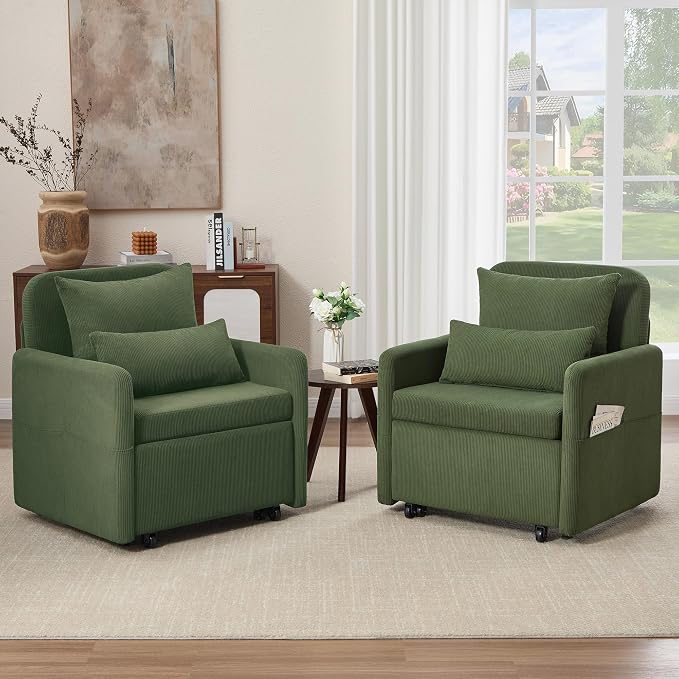 Iroomy 5-Level Adjustable Convertible Sleeper Chair Set of 2, 3-in-1 87'' Long - Image 3