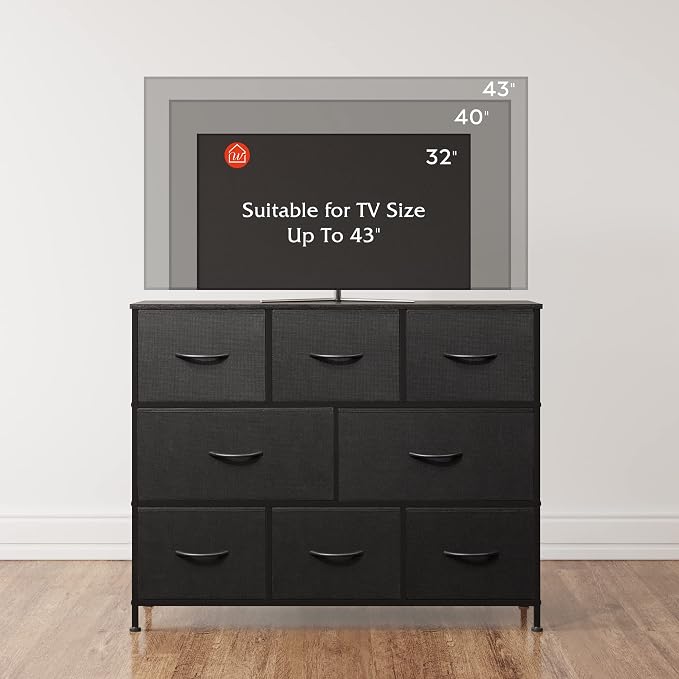 WLIVE 8 Drawer Dresser for Bedroom, Fabric Black Dresser - Image 5