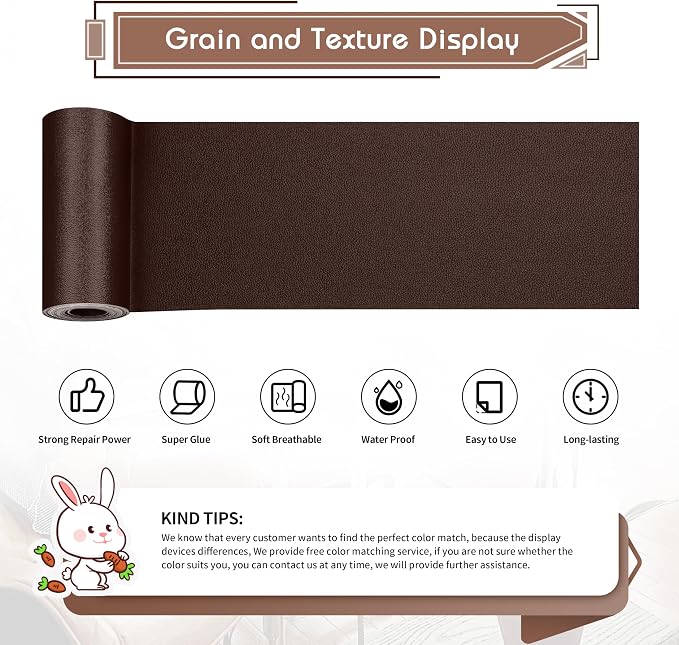 KING MOUNTAIN Leather Repair Patch, 4 x 63 Inches self Adhesive Leather Repair - Image 2