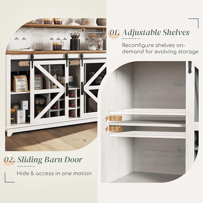 HOMCOM Farmhouse Coffee Bar Cabinet - Image 7