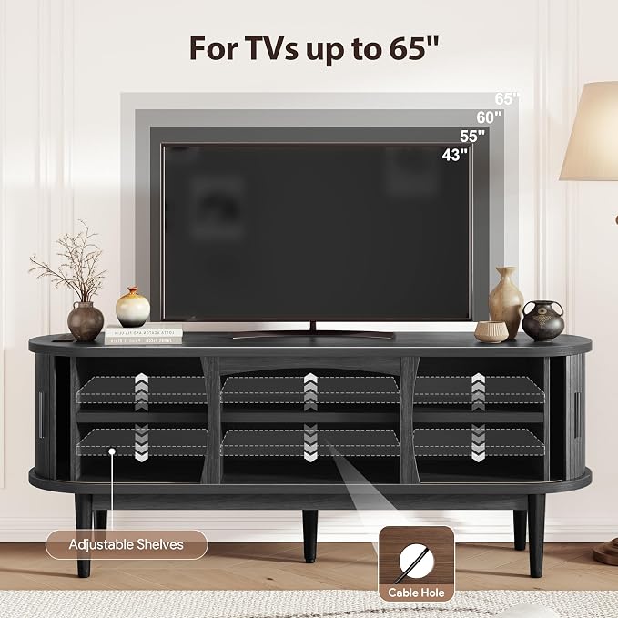 Decofy Mid Century TV Stand for TVs up to 65 Inches, Entertainment Center - Image 3