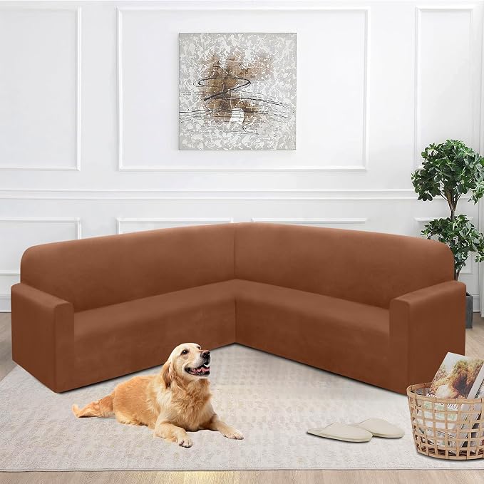 HDCAXKJ Corner Sectional Couch Covers Velvet Stretch L Shape Sofa Cover Soft - Image 6