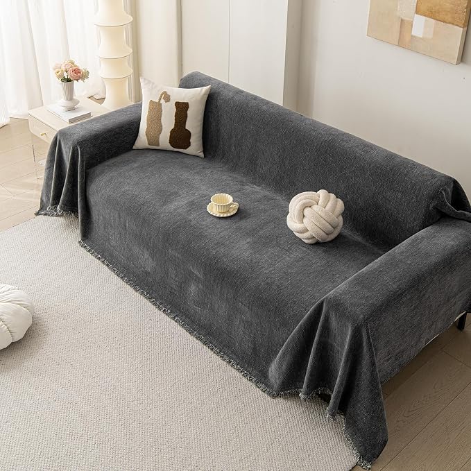 DREAMINGO Modern Chenille Couch Cover Blanket Washable Sofa Covers - Image 7