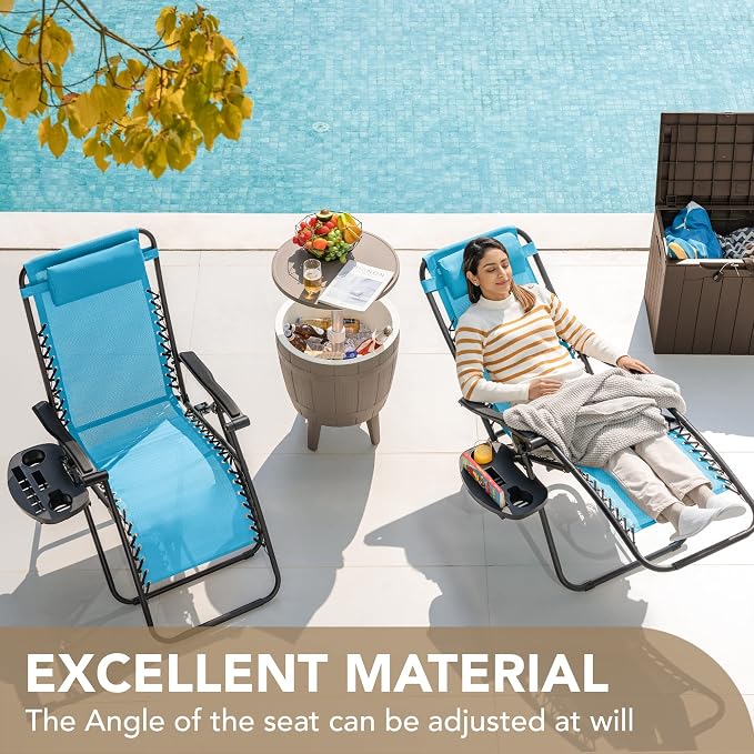 Devoko Patio Zero Gravity Chair Outdoor Folding Adjustable Reclining Chairs - Image 7