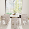 RIVOVA Modern Barrel Dining Chairs Set of 6, Linen Upholstered Accent Chairs by RIVOVA