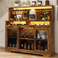 Loomie Wine Bar Cabinet with LED Light, Liquor Cabinet with Glass Holder by LOOMIEDirect