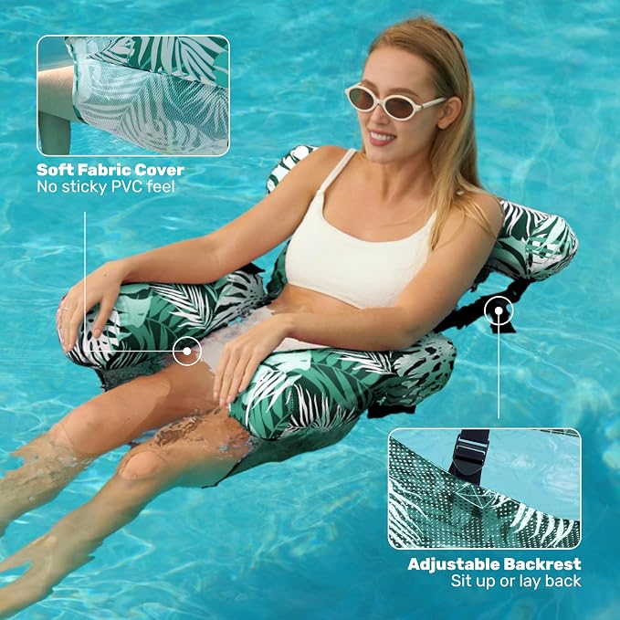 SLOOSH Inflatable Pool Floats Adult, 2 Packs Floating Lounge Chairs, Blow up - Image 4