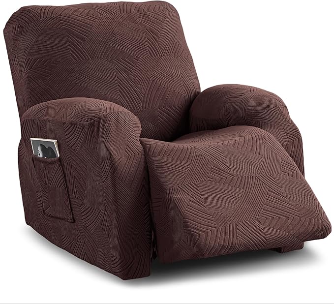 Recliner Chair Covers, 4-Piece Stretch Geometric Strokes Jacquard Reclining by Unknown
