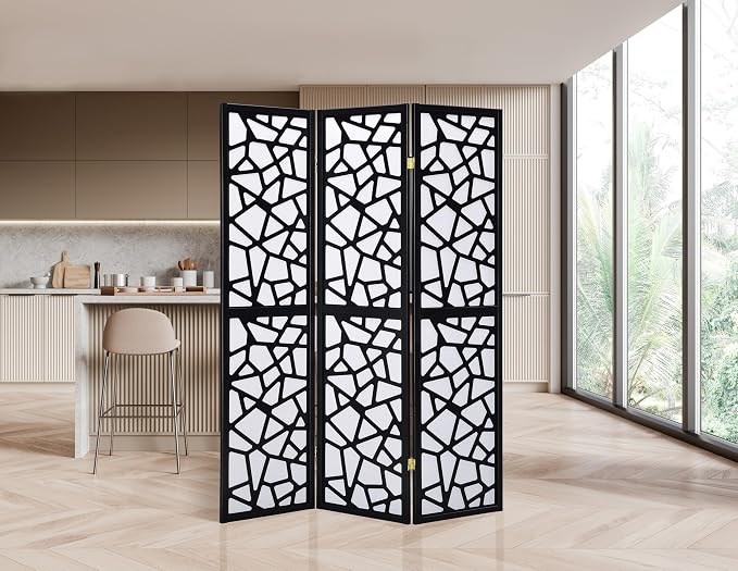 GTU Furniture Japanese Style 3 Panels Wood Shoji Room Divider Screen Oriental - Image 2