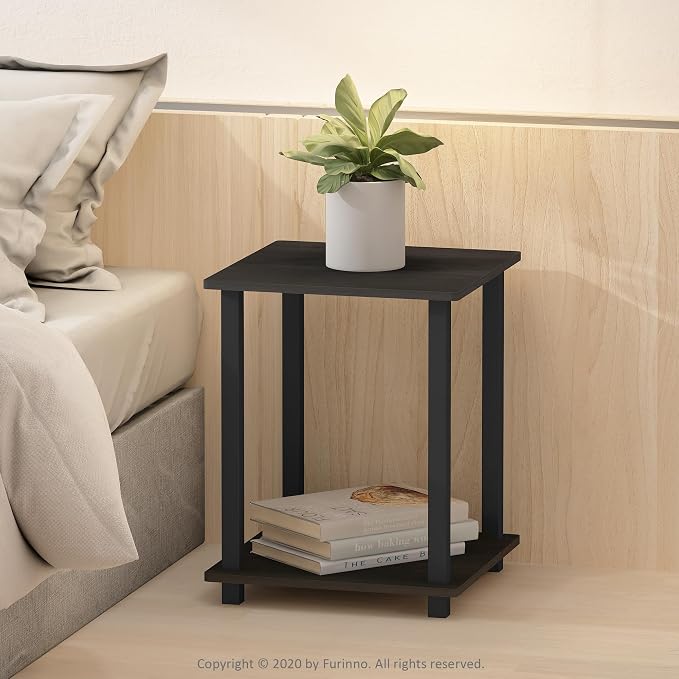Furinno SIMPLISTIC Side Table Set of 2, 2-Tier Square Modern End Table - Image 5