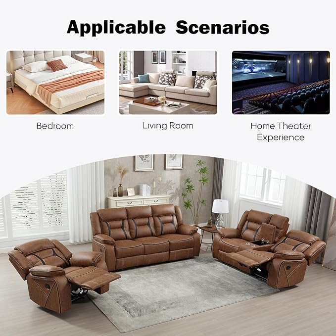 EBELLO Faux Leather Recliner Sofa Furniture Set - Image 6