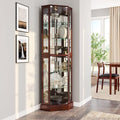 BELLEZE Lighted Corner Display Curio Cabinet, Bar and Liquor Storage Area by BELLEZE