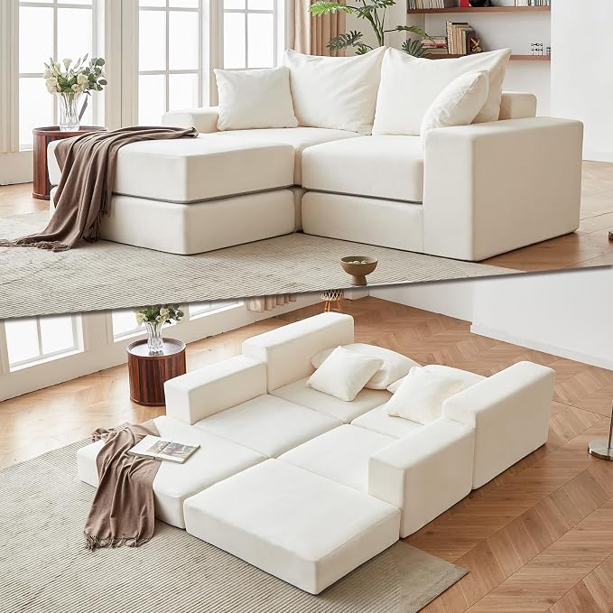 Modular Sectional Loveaeat Cloud Sofa, Boneless Couch by CozyMine