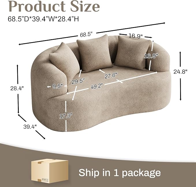 DAMAIFROM 68.5" Loveseat Sofa for Living Room, Modern Luxury Plush Chenille - Image 2