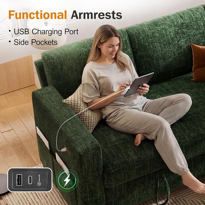 Sunny Heart 82" L Shaped Sectional Sleeper Sofa Bed - Image 9