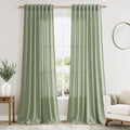 Nanspring Light Sage Linen Curtains 96 Inches Long 2 Panels Set by Nanspring