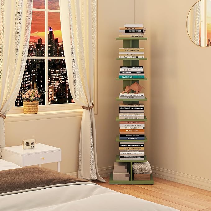 TUTOTAK Bookshelf, 8-Tier Bookcase, Narrow Spine Book Shelf - Image 7