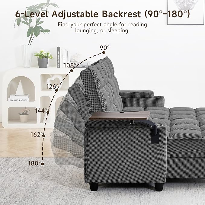 70.9" Chaise Lounge Chair Indoor, Oversized Boucle Upholstered Sofa Bed - Image 8