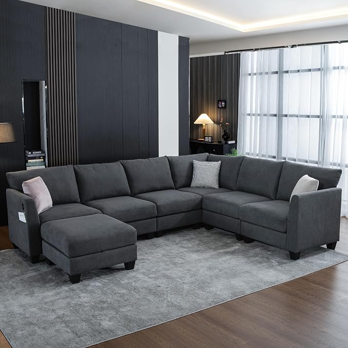 122.8" Large Sectional Couches for Living Room, 6 Seater L Shaped Modular by ZXDesign