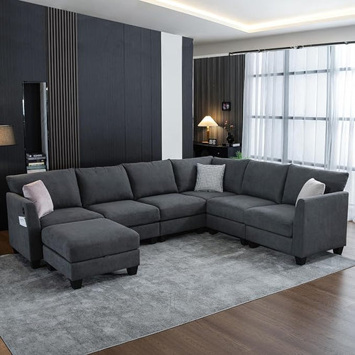 122.8" Large Sectional Couches for Living Room, 6 Seater L Shaped Modular by ZXDesign