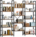 Shintenchi Triple Column 5 Tier Bookshelf, Industrial Large Bookcase Display by Shintenchi%7CFurnitureMadeforRealLife
