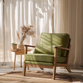 VINGLI Solid Wood Wide Armrests Accent Chair, Upholstered Mid Century Modern by VINGLI