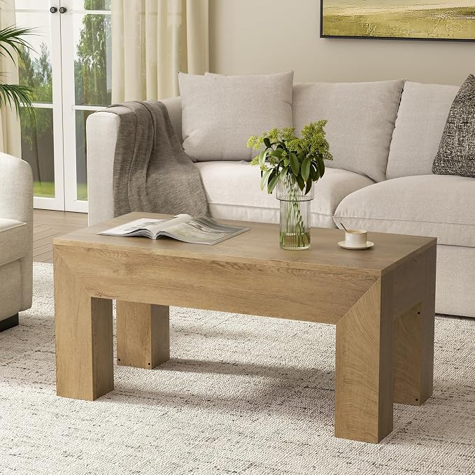 FABATO 41.7'' Lift Top Coffee Table, Wooden Rectangle Coffee Table - Image 8
