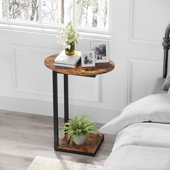 Hosfais Small Side Table Set of 2, C-Shaped Wood Sofa End Table - Image 8