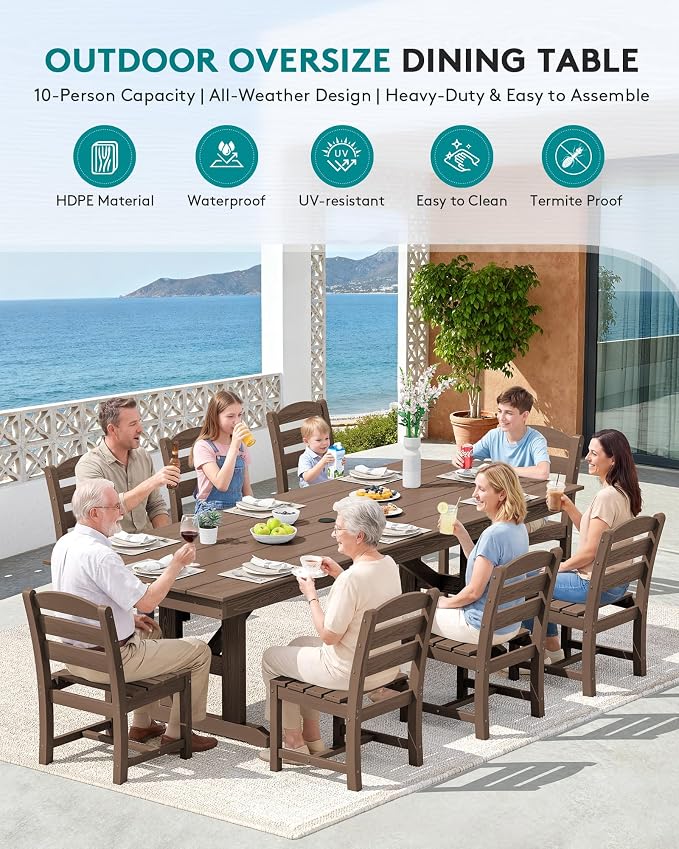 SERWALL Outdoor Armless Dining Chairs Set of 4, All-Weather HDPE Patio Dining - Image 8