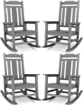 SERWALL Oversized Outdoor Rocking Chair Set of 4, All Weather Patio Rocking by SERWALL