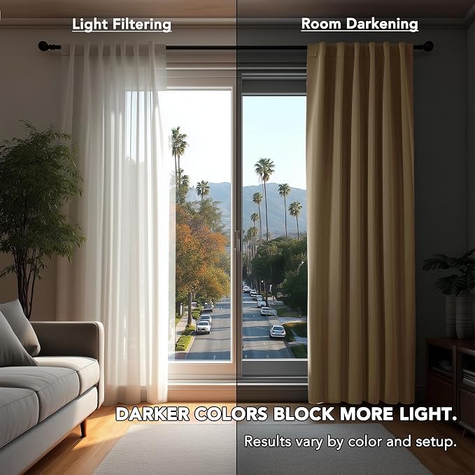 Deconovo Blackout Curtains, Thermal Insulated, W42 x L45 2 Panels, Back Tab - Image 3