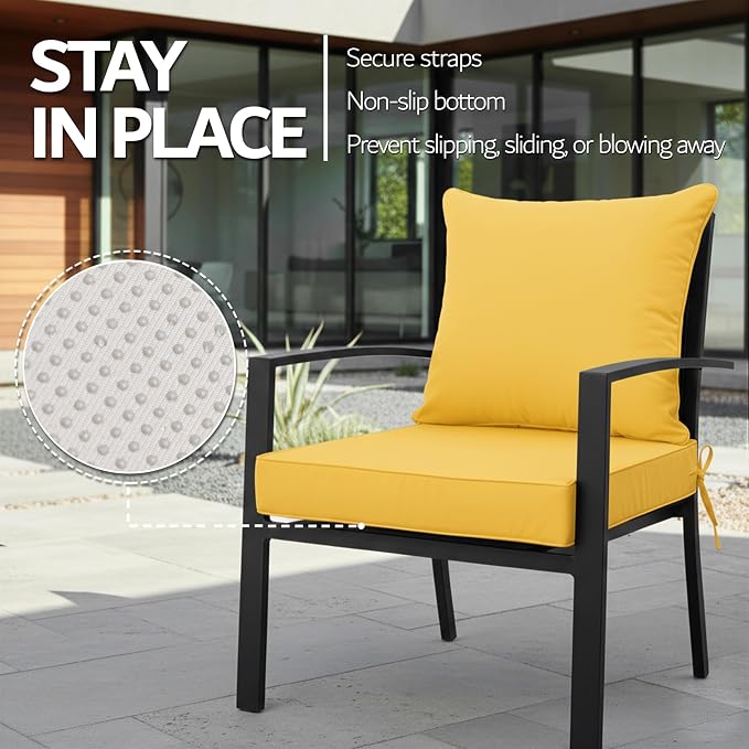 24x24 Inch Outdoor Chair Cushions Set of 2, Patio Furniture Cushions - Image 5