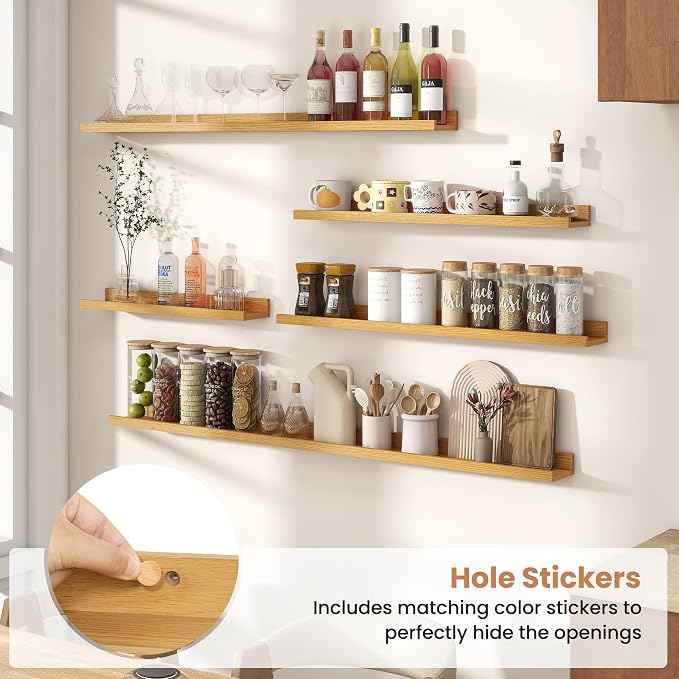 Fun Memories Picture Ledge Shelves Set of 2, 55 Inch Rustic Wall Mounted - Image 5