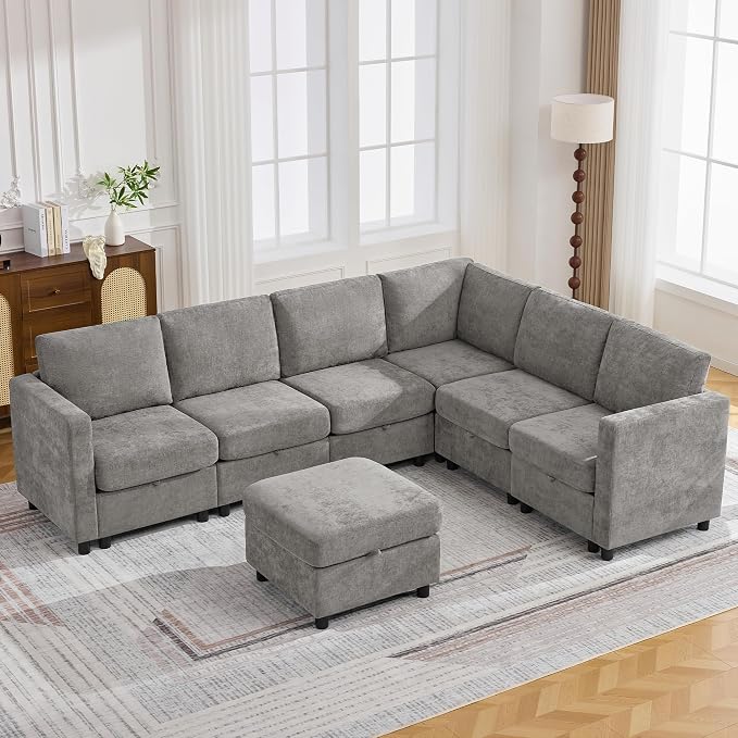 104'' V Shaped Modular Sofa, Sectional Couch by WUTUTUEE