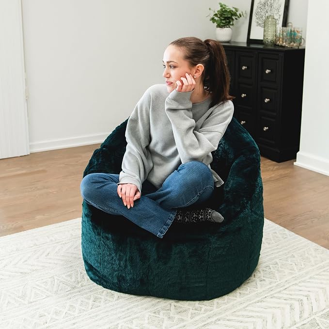 Big Joe Milano Bean Bag Chair for Kids, Ultra-Soft Emerald Plushie Polyester - Image 5