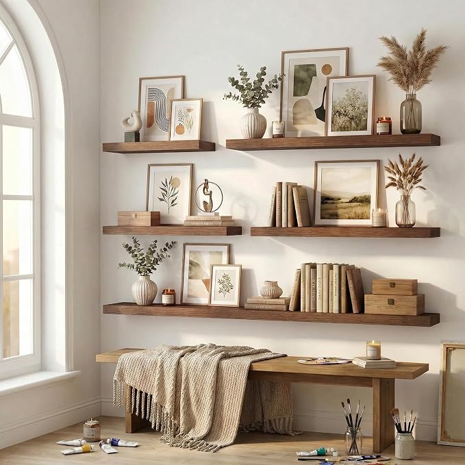 12 inch Deep Floating Shelves for Wall, 48 inch Wide Engineered Wood Wall - Image 7