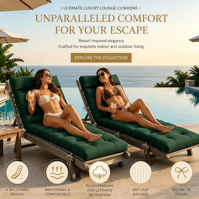 Chaise Lounge Cushion Outdoor, Waterproof Thick Patio Lounge Chair Cushion - Image 2