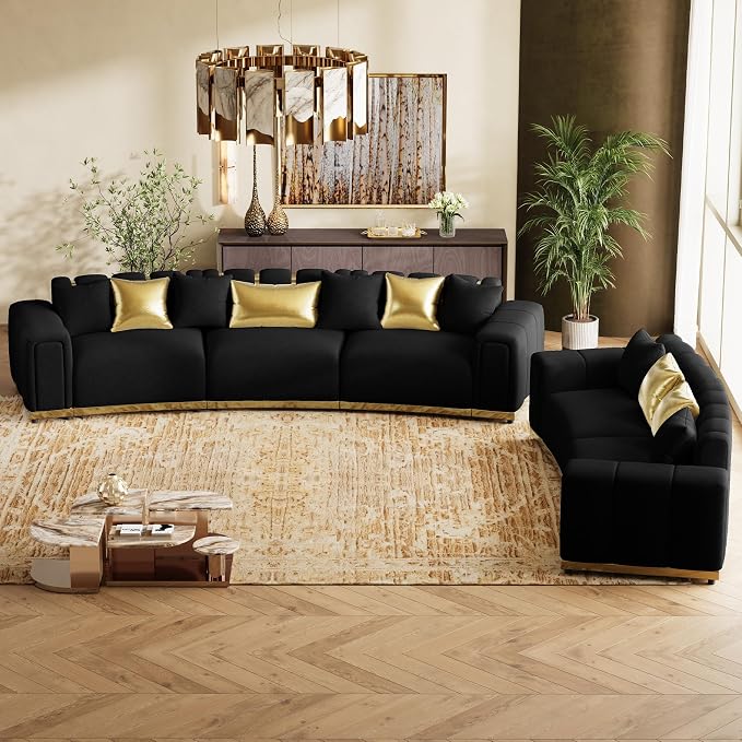 145" Oversized Velvet Chesterfield Sofa Sectional Couch - Image 9