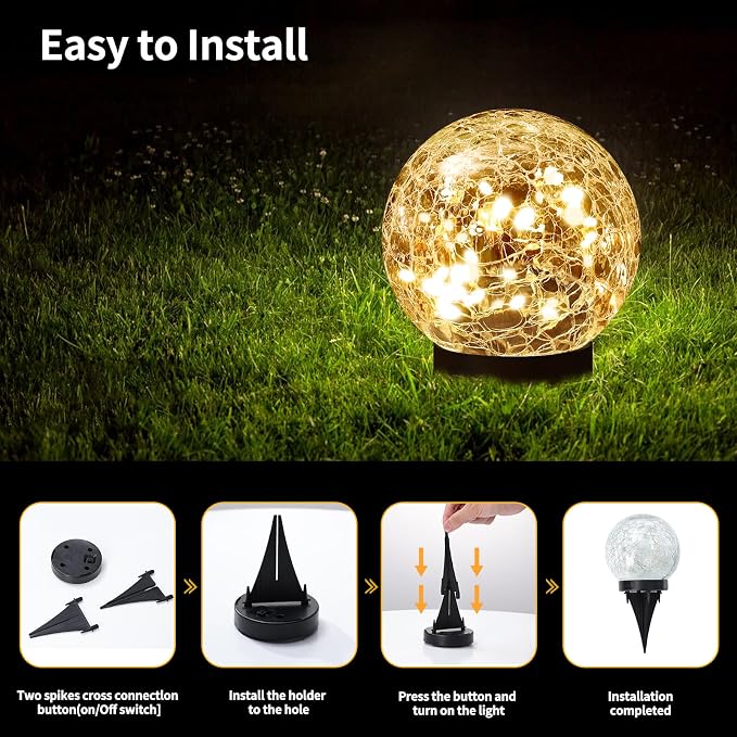 JKIMK Solar Globe Lights Outdoor Waterproof - Image 4