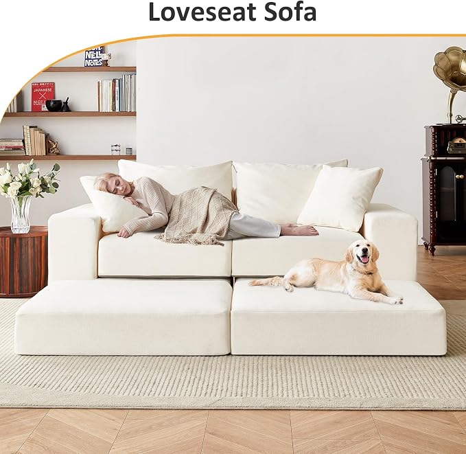 Modular Sectional Loveaeat Cloud Sofa, Boneless Couch - Image 3